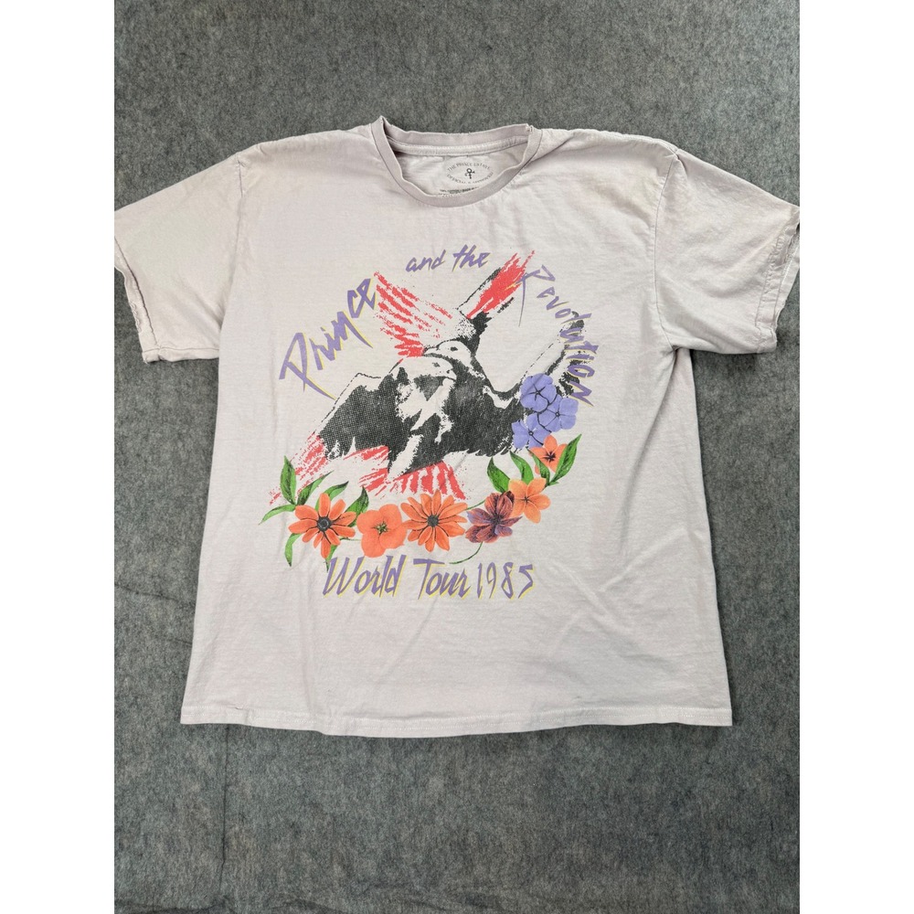 Prince World Tour 1985 T-Shirt Women S/M Purple Cotton Graphic Retro Concert Tee